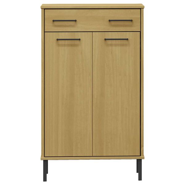 vidaXL Pantofar cu picioare metalice „OSLO”, maro, lemn masiv pin