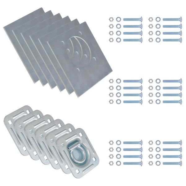 vidaXL Inele ancorare pentru remorcă 6 buc, oțel galvanizat, 2000 kg