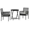 vidaXL Set Bistro de Grădină 3 pcs Negru Rattan poli