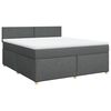vidaXL Pat box spring cu saltea, gri &icirc;nchis, 180x200 cm, textil