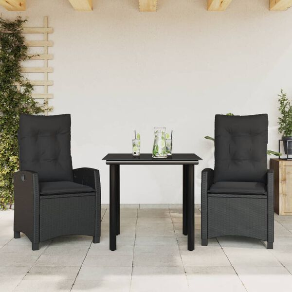 vidaXL Set mobilier de grădină cu perne, 5 piese, negru, poliratan
