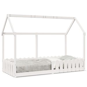 vidaXL Cadru pat tip casă pentru copii alb 90x200 cm lemn masiv de pin