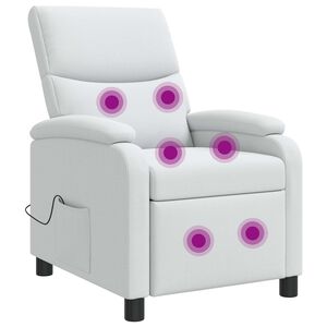 vidaXL Reclinabil cu masaj Alb Țesătură