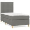 vidaXL Pat box spring cu saltea, gri &icirc;nchis, 80x200 cm, textil