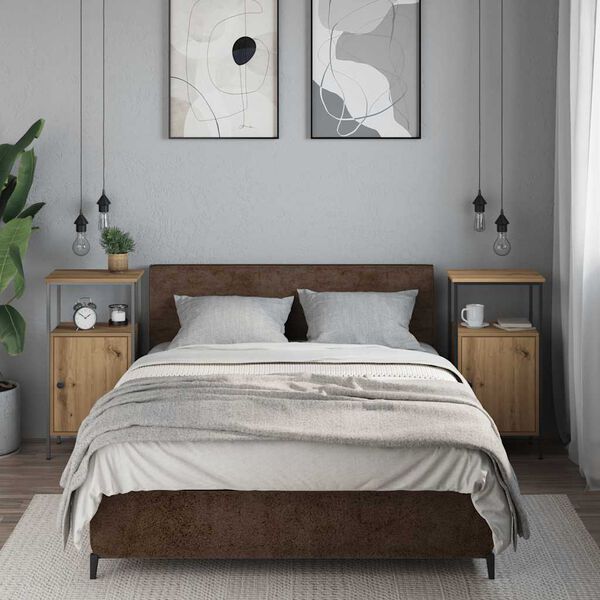 vidaXL Noptiere, 2 buc., stejar artizanal, 41x31x80 cm, lemn prelucrat