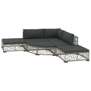 vidaXL Set mobilier de grădină cu perne, 6 piese, gri, poliratan