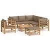 vidaXL Set mobilier de grădină cu perne gri taupe, 8 piese, bambus