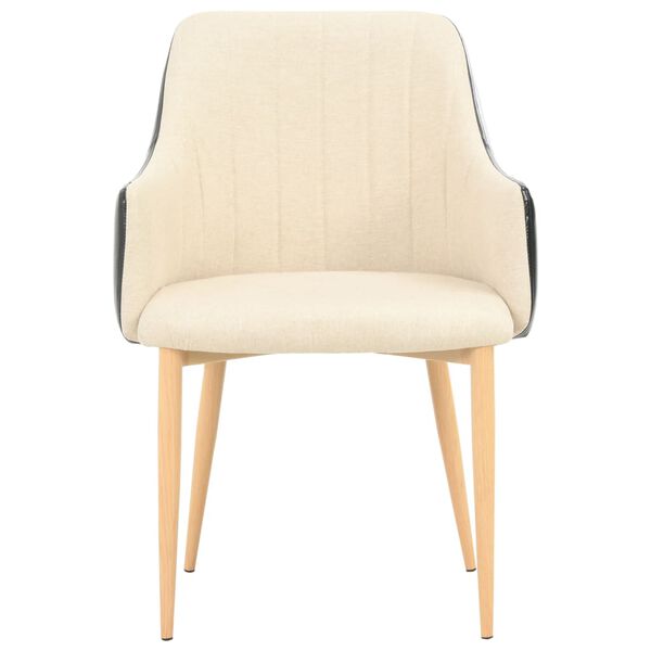 vidaXL Scaune de bucătărie, 2 buc., negru și crem, material textil