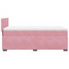 vidaXL Pat box spring cu saltea, roz, 90x200 cm, catifea