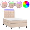 vidaXL Pat cu arcuri, cu saltea și LED cappuccino 120x190 cm piele eco