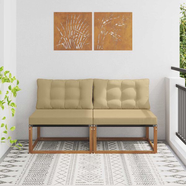 vidaXL 2 Bucată Canapea Medie pentru Exterior Lemn Solid de Acacia