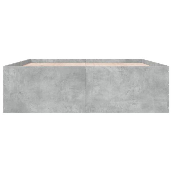 vidaXL Cadru de pat, gri beton, 150x200 cm, lemn prelucrat