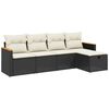 vidaXL Set mobilier de grădină cu perne, 5 piese, negru, poliratan