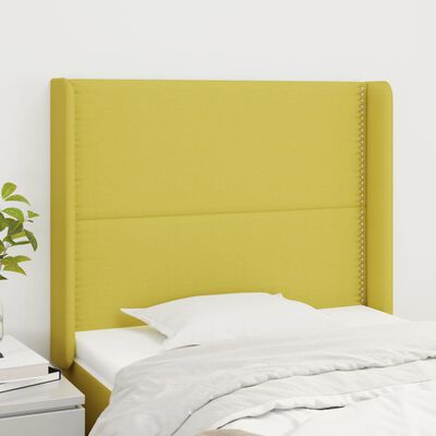 vidaXL Tăblie de pat cu aripioare, verde, 93x16x118/128 cm, textil