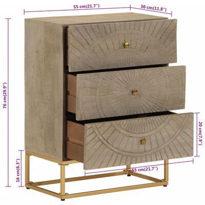 vidaXL Dulap cu sertare 55x30x76 cm, lemn masiv de mango și fier