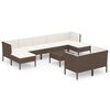 vidaXL Set mobilier de grădină cu perne, 10 piese, maro, poliratan