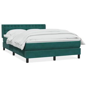 vidaXL Pat box spring cu saltea, verde &icirc;nchis, 160x210 cm, catifea