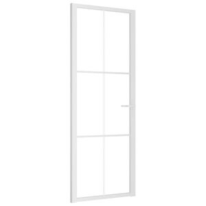 vidaXL Ușă de interior, 76x201,5 cm, alb, sticlă ESG și aluminiu