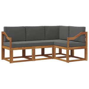vidaXL Set de canapele de exterior cu pernă 4 pcs Natural și Antracit