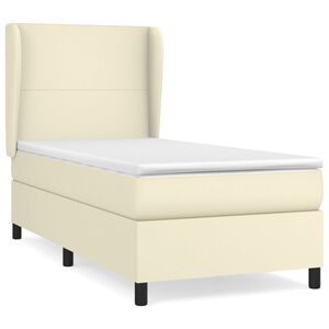 vidaXL Pat box spring cu saltea, crem, 80x200 cm, piele ecologică