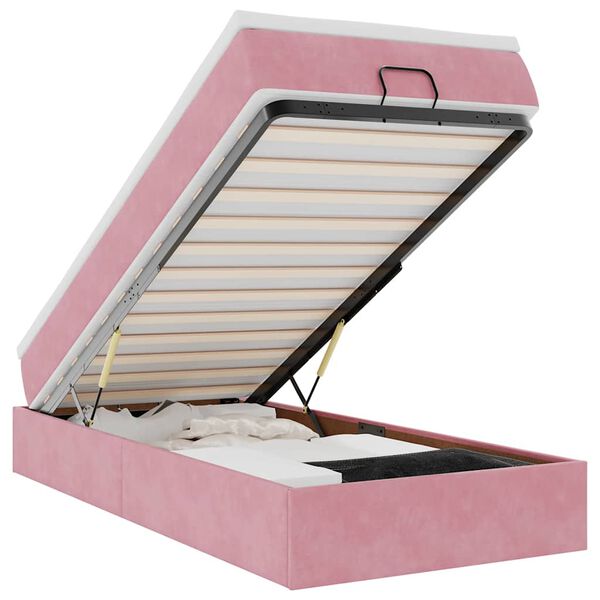 vidaXL Cadru de pat otoman cu saltea, catifea roz 80x200cm