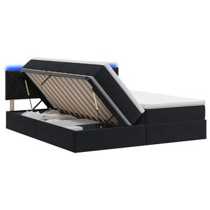 vidaXL Pat cu LED și saltea Negru 200 x 200 cm Catifea