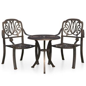 vidaXL Set mobilier bistro, 3 piese, bronz, aluminiu turnat