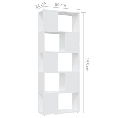vidaXL Bibliotecă/Separator cameră, alb, 60x24x155 cm, PAL