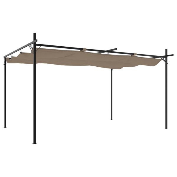vidaXL Pergola cu acoperiș retractabil, gri taupe, 395x292x230 cm