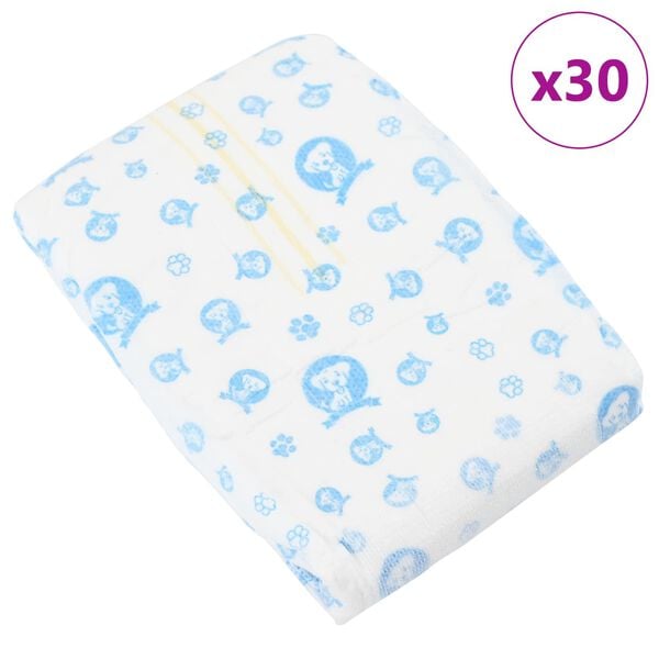 vidaXL Pampers de unică folosință pentru c&acirc;ini băieți 30 pcs Alb M