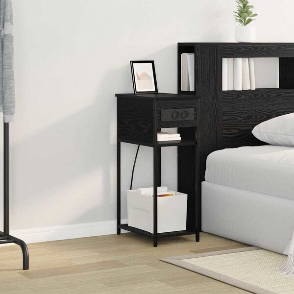 vidaXL Dulap de noapte Stejar Negru 41 x 28 x 76 cm Lemn compozit