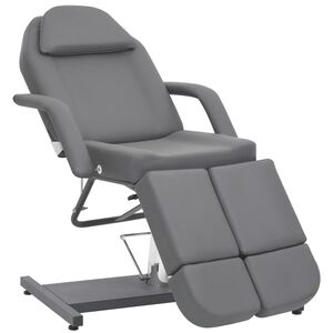vidaXL Scaun tratament de &icirc;nfrumusețare, gri, 180x62x78 cm, piele eco