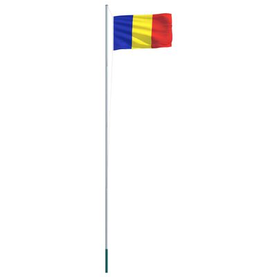 vidaXL Drapel România și stâlp din aluminiu, 6,2 m