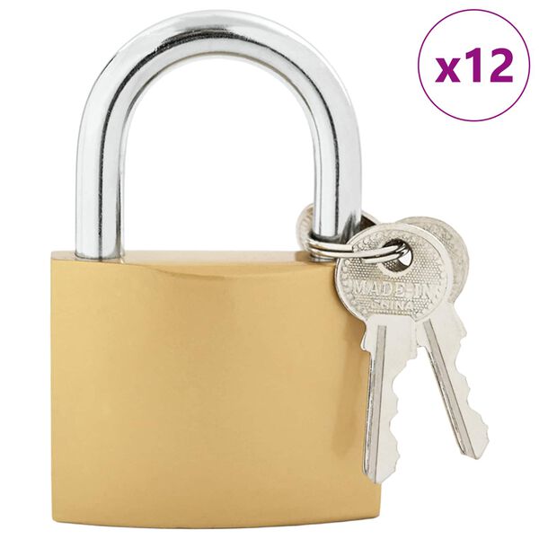 vidaXL U Lock cu Chei 12 pcs Alamă Fier