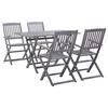 vidaXL Set mobilier de grădină, 5 piese, gri, lemn masiv de acacia
