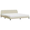 vidaXL Pat cu saltea, Dover, crem, 200x200 cm, textil