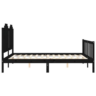 vidaXL Cadru de pat cu tăblie, negru, 160x200 cm, lemn masiv