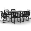 vidaXL Set mobilier de grădină, 7 piese, negru, ratan PVC