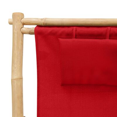vidaXL Scaun pliabil, roșu, bambus și pânză