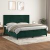 vidaXL Pat box spring cu saltea, verde &icirc;nchis, 200x200 cm, catifea