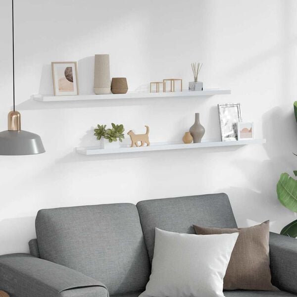 vidaXL Rafturi de perete, 2 buc., alb, 100x9x3 cm