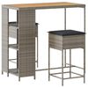 vidaXL Set mobilier bar de grădină, cu perne, 3 piese, gri, poliratan