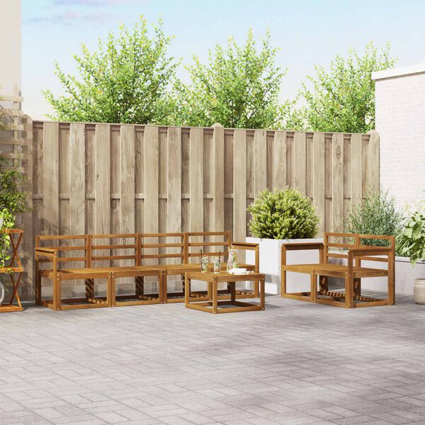 vidaXL Set de canapele de exterior 7 pcs natural Lemn Solid de Acacia
