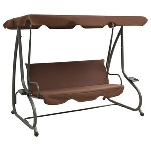 vidaXL Balansoar de exterior cu copertină, cafeniu