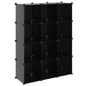 vidaXL Organizator cub de depozitare, 12 cuburi, negru, PP
