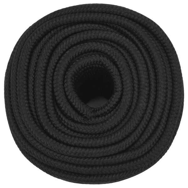 vidaXL Frânghie de barcă, negru complet, 14 mm, 100 m, polipropilenă