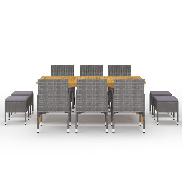 vidaXL Set mobilier de grădină, 11 piese, gri