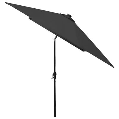vidaXL Umbrelă de soare cu stâlp din oțel & LED-uri, negru, 2x3 m