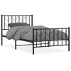 vidaXL Cadru pat metalic cu tăblii de cap/picioare, negru, 100x190 cm