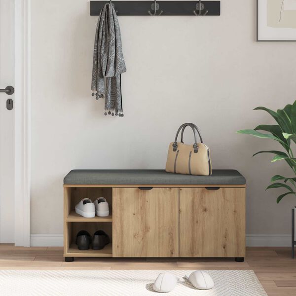 vidaXL Bancă pentru hol cu pernă Stejar Artizanal 100 x 38 x 46 cm